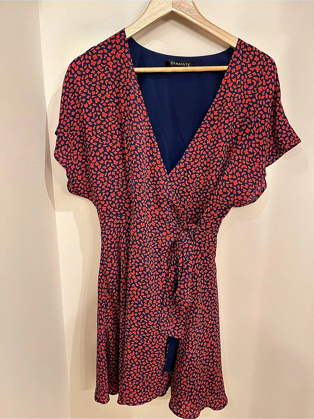 Dynamite Floral Romper in Blue & Red Size Medium